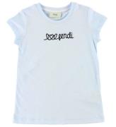 Fendi Kids T-shirt - LyseblÃ¥ m. Tekst