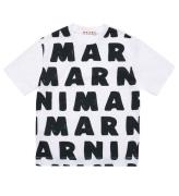 Marni T-shirt - Hvid m. AOP Logo