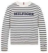 Tommy Hilfiger Bluse - Strik - Monotype - White Base/Blue Stripe