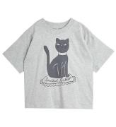 Mini Rodini T-shirt - Cat - Grey Melange