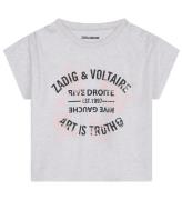 Zadig & Voltaire T-shirt - LyesgrÃ¥meleret m. Print