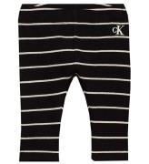 Calvin Klein Leggings - Rib - Sort/Hvidstribet