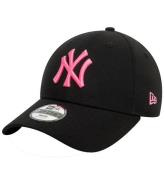 New Era Kasket - 9Forty - New York Yankees - Neon - Sort/Pink