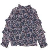 Creamie Bluse - Big Flower - Indigo Blue