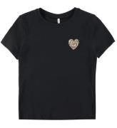 Kids Only T-shirt - KogLany - Black/Leo Heart