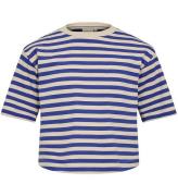 Sofie Schnoor Girls T-shirt - Rib - BlÃ¥/Cremestribet