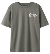 LMTD T-shirt - NlmLucky - Granite Grey/White Print
