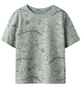 Name It T-shirt - NmmValther - Aqua Gray/Tone Dino