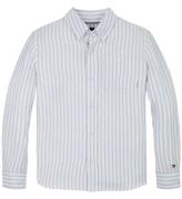 Tommy Hilfiger Skjorte - Hør - Linen Blend - Breezy Blue Stripe