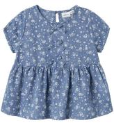 Name It T-shirt - NmfHagy - Bleached Denim m. Blomster
