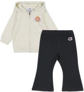 Champion SÃ¦t - Cardigan/Bukser - Off White/Sort m. Logo