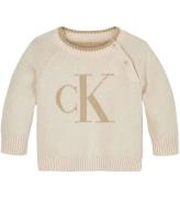 Calvin Klein Bluse - Strik - Floffy Logo - Whitecap Gray